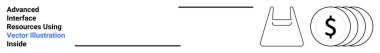 Basitleştirilmiş alışveriş torbası ve birikmiş paralar e-ticaret, mali büyüme, perakende, çevrimiçi alışveriş, işlemler, tasarruflar ve dijital ekonomiyi simgeliyor. Pazarlama için ideal, ekonomi düz iniş sayfası