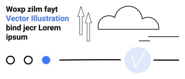 Woxp zilm fayt, yukarı bakan oklar, bulut, yatay çizgiler. Web tasarımı, teknoloji, iletişim, minimalizm markalaşma sunumları için idealdir. İniş sayfası