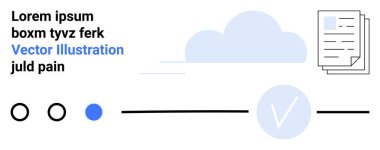 Belgeli bulut, ilerleme çubuğu ve görev tamamlamayı simgeleyen işaret. Proje yönetimi, veri depolama, dijital dönüşüm, görev izleme, iş akışı optimizasyonu, ilerleme için ideal