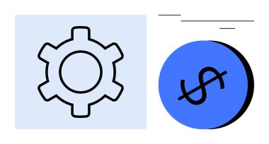 Vites ve dolar birlikte. İş, finans, verimlilik, ekonomik istikrar, mali yönetim, operasyonel optimizasyon ve teknoloji için idealdir. Mavi ve siyah renk şeması dengeyi vurgular