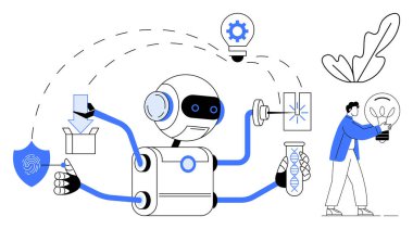 Güvenlik, veri, fikirler, bilim ve yenilikle ilgili çeşitli faaliyetlerde bulunan birden fazla kolu olan robot. Teknoloji, otomasyon, yenilik, güvenlik yaratıcılığı araştırmaları için ideal gelecek