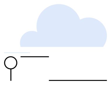 Arama çubuğu ve çizgileriyle bulut çizimi, veri depolama, web teknolojisi ve bağlantıyı temsil ediyor. Dijital sistemler için ideal, bulut hesaplama, çevrimiçi arama, basitlik, teknoloji