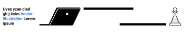 Satranç piyonuyla yan yana dizüstü bilgisayar silueti strateji planlamasında teknolojinin rolünü sembolize ediyor. Yenilik, liderlik, strateji, iş büyümesi, dijital dönüşüm ve teknoloji için ideal