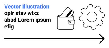 Cüzdanında kartlar, vites mekanizması, yön oku var. Finansal teknoloji, dijital ödemeler, e-ticaret, sistem ayarları, süreç otomasyonu, kullanıcı arayüzü web geliştirme için ideal