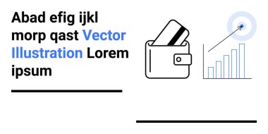 Kredi kartlı cüzdan, mali büyümeyi gösteren hedef ikonu olan bir grafiğin yanında. Finans, bankacılık, yatırım, tasarruf, zenginlik yönetimi, iş stratejisi, pazarlama için ideal. İniş