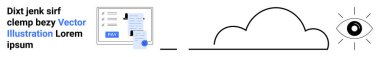 Bulut oluşumu, dijital bir kontrol listesi arayüzünün yanı sıra, açık bir göze bağlı bir içgörü ve berraklığı sembolize eder. Yenilik, teknoloji, iş akışı, vizyon, veri, yaratıcılık, soyut çizgi için ideal