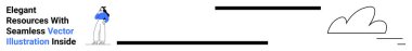 Mavi gömlekli adam bulut çizgisinin yanında duruyor ve minimalist çizgiler çiziyor. Yaratıcılık, modernlik, basitlik, dijital içerik, markalaşma, sanat tasarımı, düz iniş sayfası afişi için ideal