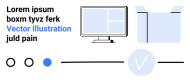 Kullanıcı arayüzü düzenine sahip masaüstü monitörü, siyah mavi yazı tiplerinde metin ögeleri, onay kutusu ve ilerleme göstergeleri. Web tasarımı, UIUX tasarımı, prototip, dijital arayüzler, yazılım geliştirme kullanıcısı için ideal