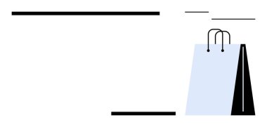 Zarif saplı ve modern tasarımı olan basit bir alışveriş çantası. Perakende, alışveriş, e-ticaret, müşteri deneyimi, satış, pazarlama, markalaşma ve düz basit metafor için ideal