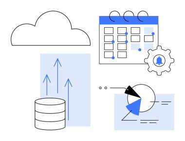 Bulut deposu, veritabanı, büyüme tablosu, görev takvimi, pasta çizelgesi, otomasyon takımı. Üretkenlik, verimlilik veri analizi bulut çözümleri iş akışı otomasyonu için idealdir. Düz