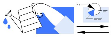 Damlacıklarla, geometrik diyagramlarla ve büyümeyi, stratejiyi ve gelişmeyi sembolize eden oklarla el sulama. Takım çalışması, iş, eğitim, yaratıcılık yenilik ilerleme planlama için ideal