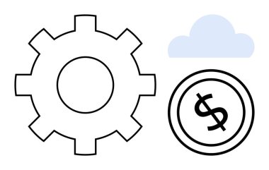 Bulut ve dolar para ifade eden sistemlerin, bulut hesaplamalarının ve parasal büyümenin yanında vites. İş, teknoloji, ağ, finans, süreç optimizasyonu, sanayi ve strateji temaları için ideal