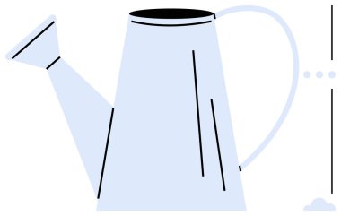 Kavisli saplı ve uzun ağızlı basit sulama kutusu. Bahçe işleri, sürdürülebilirlik, büyüme, yetiştirme, basitlik, çevre dostu kavramlar ve bakım için idealdir. Düz basit metafor