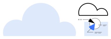 Grafikleri ve grafikleri olan analitik ölçümlerin yanında büyük bulut şekli. Teknoloji için ideal, bulut depolama, veri analizi, bağlantı, iş zekası, bilişim, düz basit metafor