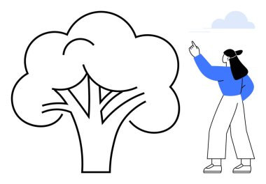 Basitleştirilmiş tasarımı olan bir ağaç ve onu soyut bir şekilde gösteren bir insan. Temalar için ideal büyüme, doğa, eğitim, sürdürülebilirlik, ilham, basitlik, çevre bilinci