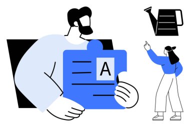 Yapboz parçasını metin detaylarıyla tutan kişi büyümeyi, öğrenmeyi sembolize edebilir. Eğitim, takım çalışması, yaratıcılık, problem çözme, kariyer geliştirme, büyüme için ideal