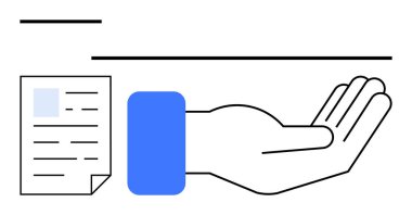 Ayrıntıları sunmayı, almayı ya da paylaşmayı ima eden bir belgenin yanında elini aç. Yardım, işbirliği, iletişim, veri paylaşımı, güven, işbirliği için ideal basit bir metafor