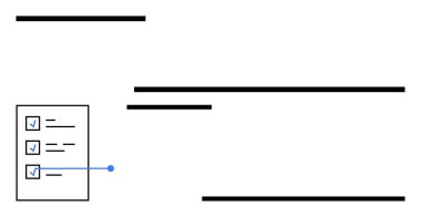 İşaretli ögeleri ve yatay çizgileri olan kontrol listesi organizasyonu, görevi tamamlamayı, yapıyı sembolize ediyor. Üretkenlik, organizasyon, iş akışı, planlama, öncelik sıralaması için ideal, düz odaklanma basit