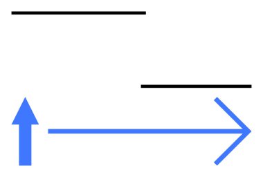 Mavi yukarı ve sağa doğru iki siyah yatay çizgi boyunca büyümeyi, yönü ve stratejiyi sembolize ediyor. İş, geliştirme, takım çalışması, planlama, navigasyon yeniliği için ideal
