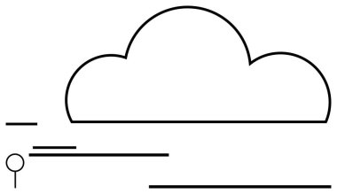 Paralel doğrusal elementlerle eşleşen bulut çizgisi hareket ya da veri akışını işaret ediyor. Teknoloji, bağlantı, depolama, yenilik, basitlik, iletişim ve minimalizm için ideal. Düz basit