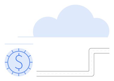 Mali madeni para elemanı ve dijital veri, finans, bulut depolama ve bağlantı için ağ yolu ile yukarıda bulut. Teknoloji, fintech, ekonomi, bulut kavramları, iş büyümesi dijital için ideal