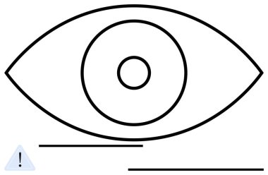 Eş merkezli daireler, ünlem işareti simgesi ve görme, odaklanma, farkındalık, güvenlik, gözlem ve ihtiyatı temsil eden yatay çizgiler. Algı ya da güvenlik kavramları için ideal