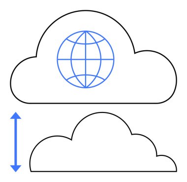 Bulut küresel internet erişimini gösteren değişken ihtiyaçları karşılayacak ölçekte bir küre içeriyor. Teknoloji, küreselleşme, ölçeklenebilirlik, internet, veri paylaşımı, bulut hesaplama yazılımı için ideal. Basit.