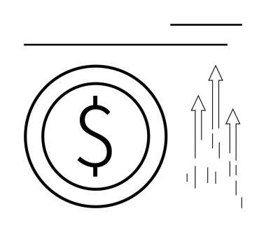 Yükselen oklarla çevrili para gelir artışını, iş başarısını ve ekonomik artışı simgeliyor. Finans, iş, yatırım, ilerleme, ekonomi tasarruf stratejisi için ideal. Düz basit