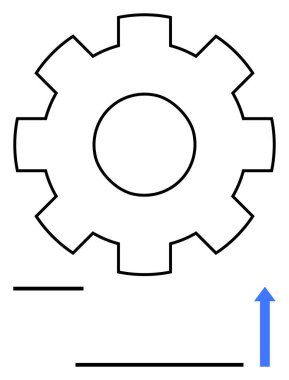 Yukarı doğru yükselen mavi bir okla donanım sistem ve süreçlerdeki optimizasyonu, büyümeyi ve başarıyı sembolize eder. İş için ideal, üretkenlik, ilerleme, teknoloji, mühendislik, geliştirme dairesi için basit