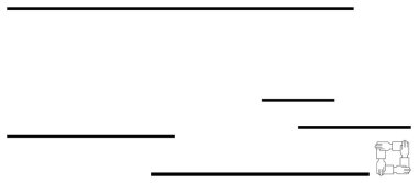 Sağ altta çizilmiş küçük bir kare ile yatay olarak yerleştirilmiş değişken uzunluklu soyut paralel siyah çizgiler. Modern sanat, yaratıcılık, hizalama, düzen, basitlik, geometri için ideal
