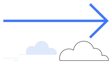Yukarıdaki mavi ok, bulutları işaret ederek hareket, büyüme ve motivasyonu iletir. İlerleme, gelecek, hedefler, büyüme, rehberlik yeniliği ve geçiş için ideal. Düz basit