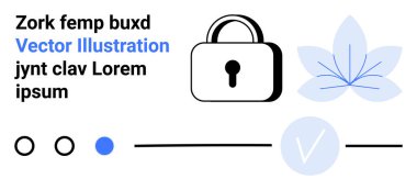 Asma kilit, daireler, işaret, soyut yaprak. Güvenlik için ideal, gizlilik doğrulama koruma dijital güvenlik gizliliği. İniş sayfası. Çizgi benzetmesi. Basit satır simgeleri
