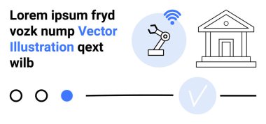 Kablosuz sinyali olan robotik kol, akıllı bina ve arayüz elemanları bağlantı gösteriyor. Otomasyon için ideal, akıllı binalar, IOT, teknoloji entegrasyonu, kablosuz iletişim