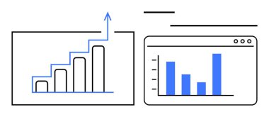 Çubuk ve çizgi grafikleri finansal büyüme ve veri analiz kavrayışlarını gösteriyor. İş, finans, analitik, ilerleme, teknoloji, veriye dayalı strateji, performans takibi için idealdir. Düz basit metafor