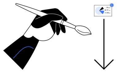 El fırçası grafiği ve pasta ve bar grafiği ile grafiği gösteriyor, yaratıcılık ve iş büyümesini birleştiriyor. Başarı, finans, yenilik, tasarım, sanat, liderlik sinerjisi için idealdir. Düz basit metafor