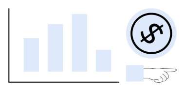 Giderek azalan bir eğilimle birlikte bir dolar işaretini işaret eden bir bar tablosu, mali yönetimi, kaybı, veri analizini temsil ediyor. Finans, ekonomi, yatırım, strateji için ideal