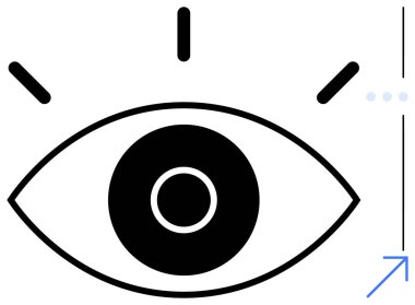 Yukarıdan yayılan çizgilerle, dikkati ya da uyanıklığı temsil ederek, büyümeyi ya da ilerlemeyi sembolize eden bir okun yanında gözlerini aç. Vizyon, odaklanma, yenilik, analiz, potansiyel, farkındalık için ideal