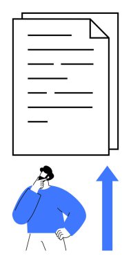 Cesur bir okun yanında düşünceli bir adamın olduğu bir yığın belge. İş akışı, üretkenlik, karar verme, planlama, ilerleme, hedef belirleme ve değerlendirme kavramları için idealdir. Düz basit metafor