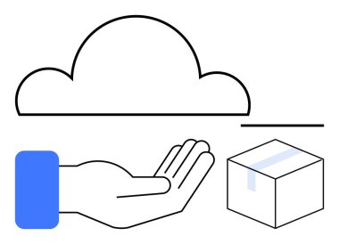 Bir elin üzerinde, servis, destek, dağıtım, depolama, paylaşma, teknoloji ve lojistik bantlı bir paket var. Bulut hesaplama ve veri hizmetleri çevrimiçi alışveriş için ideal