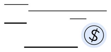 Ayrıntılar ve dolar işareti için çizgileri olan minimal kontrol düzeni. Bankacılık, finans, para yönetimi, ödemeler, ticari işlemler, krediler, harcamalar, düz bir metafor için ideal