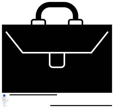 Pürüzsüz, temiz bir görünüşü olan siyah bir çanta ve kapanması için merkezi bir toka. İş, kariyer, iş, profesyonellik, kurumsal kimlik, finans, taşınabilirlik için ideal basit metafor