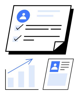 Profil bölümü, görev listesi, ilerleme çubuğu çizelgesi ve kayda değer başarılar içeren görsel sayfaya devam et. İşe alım, kariyer büyümesi, performans değerlendirmesi, veri analizi, iş planlaması için ideal