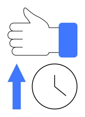 Yukarı doğru ok ve saatin üzerinde olumlu bir hareket. Pozitiflik, ilerleme, verimlilik. Üretkenlik, zaman yönetimi, başarı, organizasyon, hedef belirleme, iş-yaşam dengesi için ideal