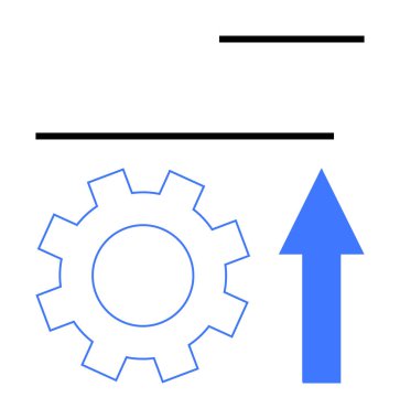 Büyümeyi ya da gelişmeyi gösteren yukarı doğru keskin bir ok ile vites sembolü. Paralel siyah çizgiler yapıyı gösteriyor. Üretkenlik, yenilik, gelişme, strateji, işleme ve sistemler için ideal. Düz