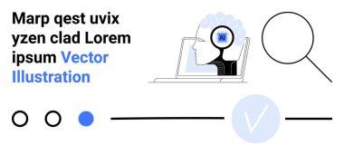 Bir dizüstü bilgisayarın içinde beyin devresi olan yapay zeka, büyüteç, daireler, çizgiler ve işaret. Yapay zeka teknolojisi, makine öğrenimi, araştırma, yenilik veri analizi dijital dönüşüm için idealdir