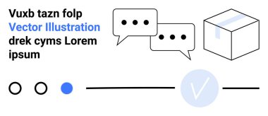 Konuşma baloncukları ve ilerleme göstergesi olan bir paket. İletişim, dağıtım hizmetleri, mesajlaşma uygulamaları, lojistik, iş, izleme ve müşteri desteği için ideal. İniş sayfası