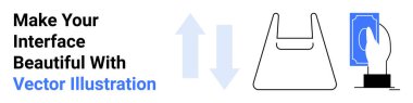 Yeniden kullanılabilir alışveriş çantası, takası sembolize eden oklar, el ele tutuşma kartı. E-ticaret, sürdürülebilir alışveriş, dijital ödeme, UI tasarımı, fintech, online mağaza reklamları düz iniş sayfası afişi için ideal