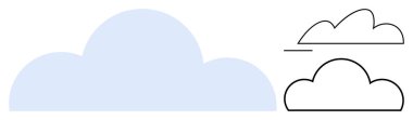 Mavi bulut, ana hatlı bulut çizimlerinin yanında. Hava durumu için ideal, bulut hesaplama, minimum tasarım, doğa, çevre, çevrimiçi depolama, soyut fikirler. Temiz düz basit metafor
