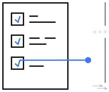 Görev ilerleyişini, bağlantıyı, organizasyonu gösteren mavi işaretli ve çizgili kontrol listesi. Üretkenlik, iş akışı, planlama, projeler, odaklanma yönetimi hedef belirleme için idealdir. Asgari