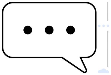 Konuşma balonu dizaynı üç noktadan oluşuyor, genellikle yazmayı ya da yanıt beklemeyi sembolize ediyor. İletişim, mesajlaşma, konuşma, diyalog, etkileşim, geri bildirim, dijital uygulamalar için ideal